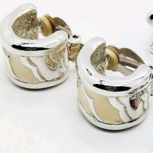 Givenchy Silver and Cream Clip On Earring Set